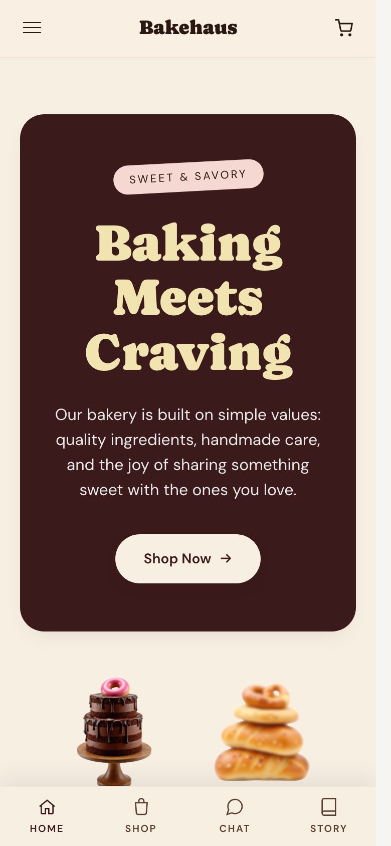 Bakery Warmth theme preview